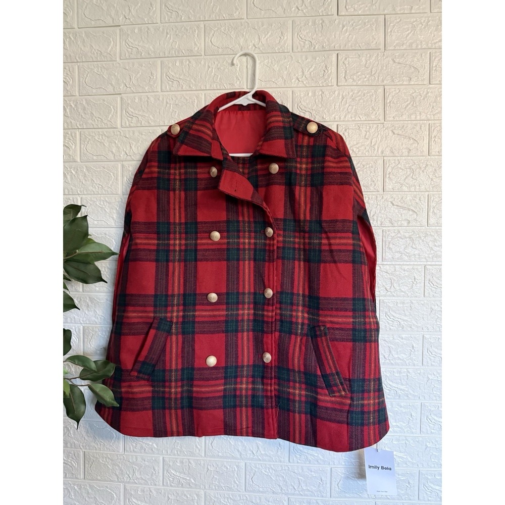 Imily bela Women's Open-arm Plaid Jacket, Size S